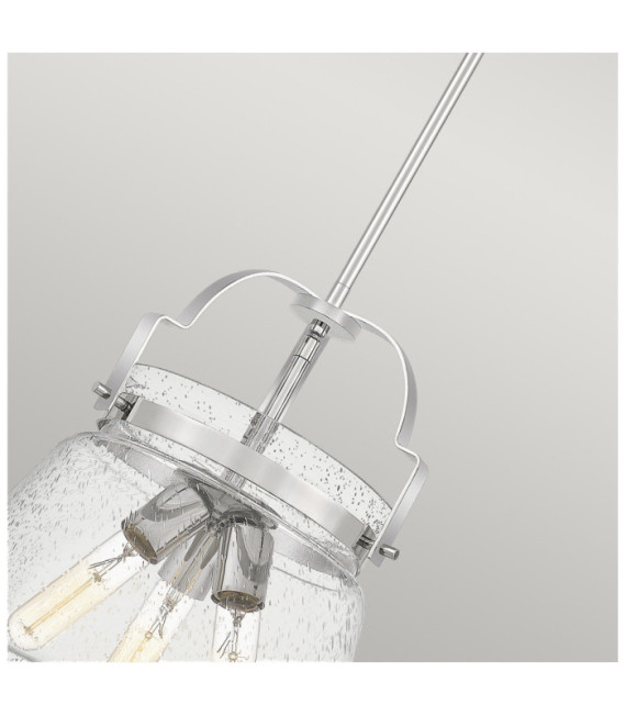 Quoizel pendant light Transparent grained glass, polished chrome steel