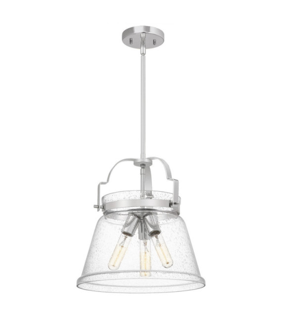 Quoizel pendant light Transparent grained glass, polished chrome steel