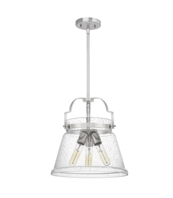Suspension Quoizel Verre grainé transparent,acier Chrome poli