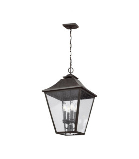 Lampada a sospensione da esterno Feiss Steel, vetro granato Martora