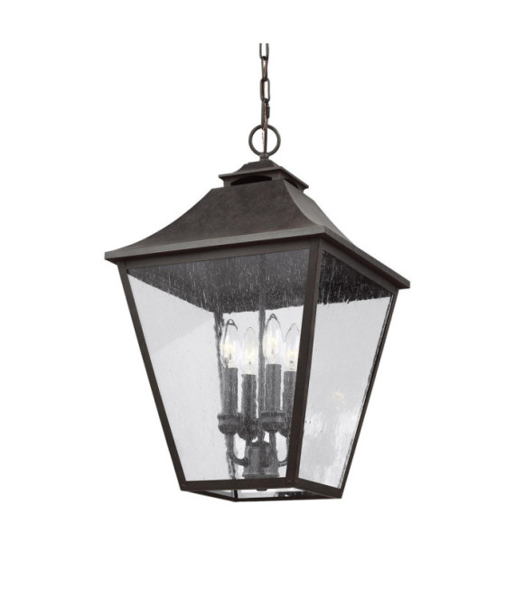 Outdoor pendant light Feiss Steel, Marten grained glass