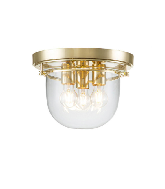 Plafoniera Quoizel Vetro, Acciaio Ottone Lucido