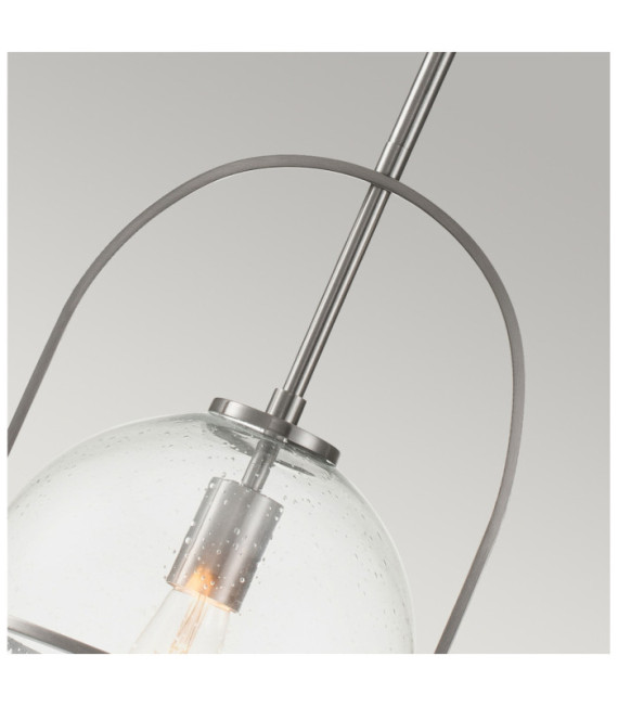 Hinkley pendant light Clear grained glass, brushed nickel steel