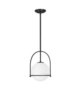 Suspension Hinkley Acier,Verre Opale Noir