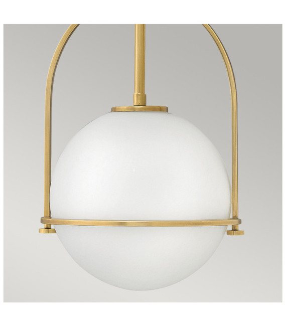 Hinkley Pendant Light Steel, Opal Glass, Heritage Brass