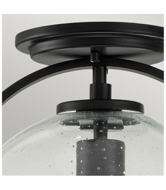 Hinkley ceiling light Transparent grained glass, steel Black
