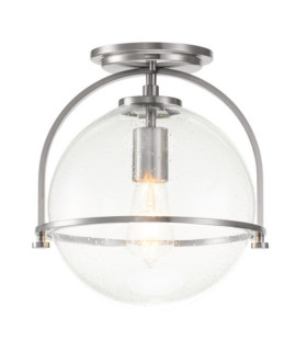 Hinkley ceiling light Clear grained glass, brushed nickel steel