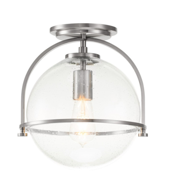 Plafonnier Hinkley Verre grainé transparent,acier Nickel brossé