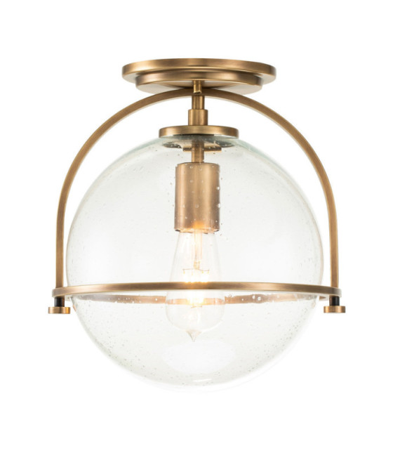 Hinkley ceiling light Transparent grained glass, steel Brass Heritage