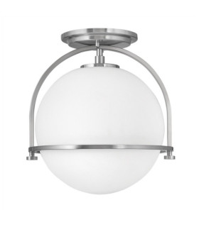 Plafonnier Hinkley Acier,Verre Opale Nickel brossé