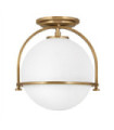 Hinkley Ceiling Light Steel, Opal Glass, Heritage Brass