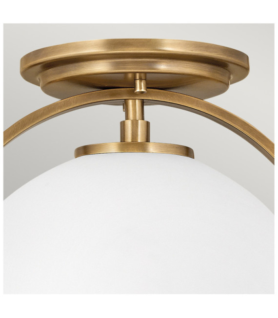 Hinkley Ceiling Light Steel, Opal Glass, Heritage Brass