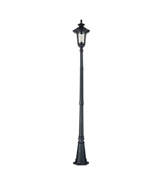 Lámpara de pie para exterior Chicago Aluminio, cristal granulado transparente Negro texturizado