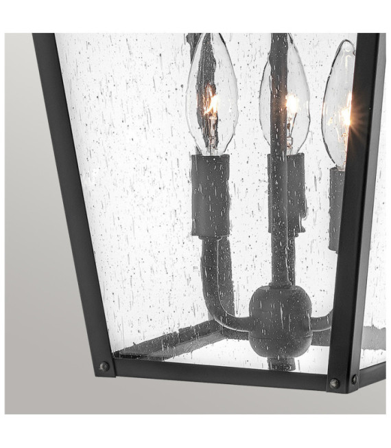 Suspension extérieur Hinkley Aluminium,laiton,verre grainé transparent Noir
