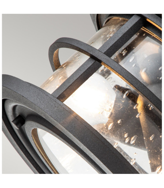 Feiss outdoor ceiling light Aluminum, steel, transparent grained glass Textured black