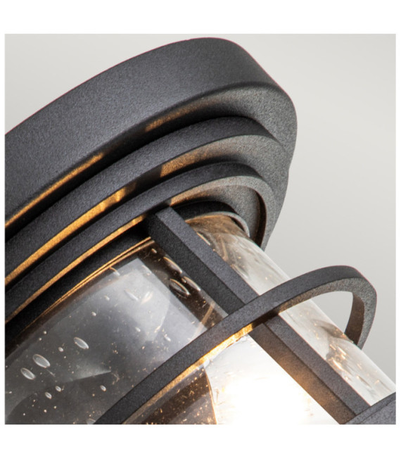 Lámpara de techo para exterior Feiss Aluminio, acero, cristal granulado transparente Negro texturizado