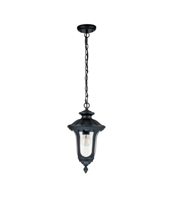 Suspension extérieur Chicago Aluminium,verre grainé transparent Noir texturé