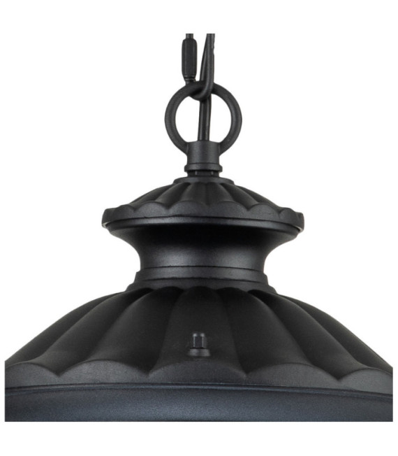 Chicago outdoor pendant light Aluminum, transparent grained glass Textured black