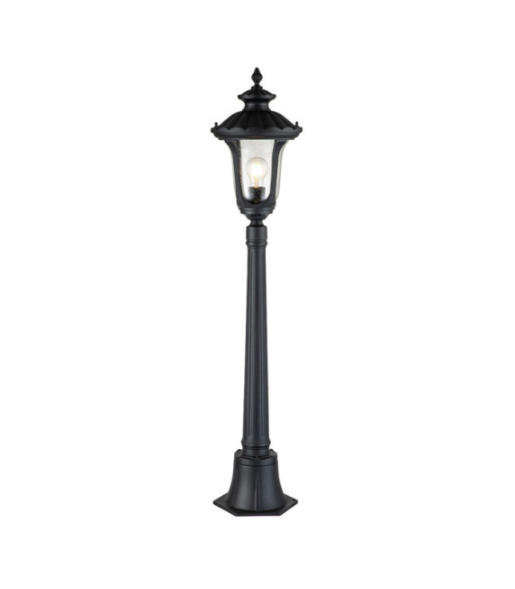 Lámpara de pie para exterior Chicago Aluminio, cristal granulado transparente Negro texturizado