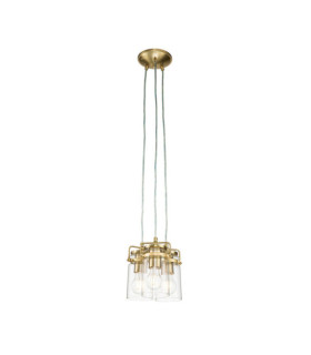 Suspension Kichler Verre transparent,acier Laiton brossé
