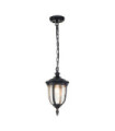 Cleveland exterior pendant light Aluminum, transparent grained glass Patinated bronze