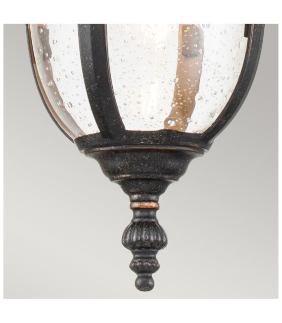 Suspension extérieur Cleveland Aluminium,verre grainé transparent Bronze patiné