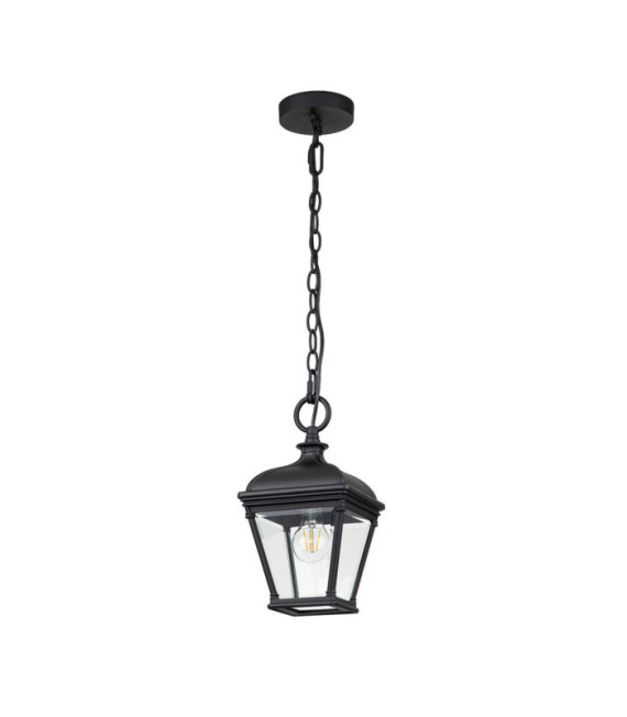 Lampada a sospensione per esterni Bayview Alluminio, vetro trasparente molato Nero