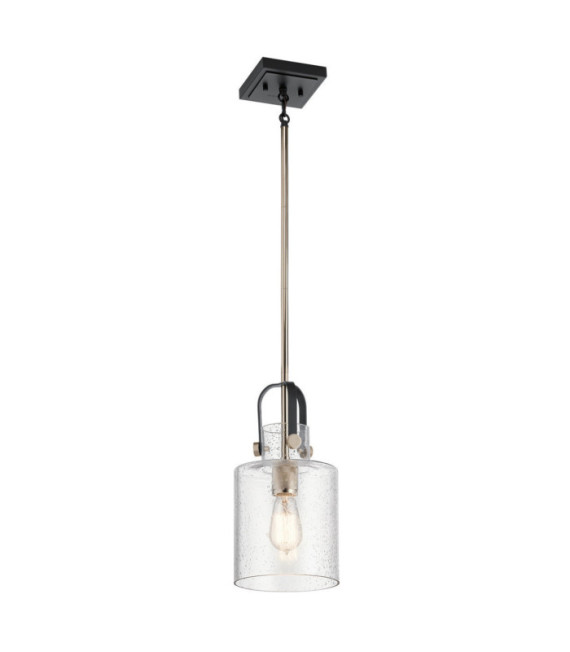 Suspension Kichler Verre grainé transparent,acier Nickel poli