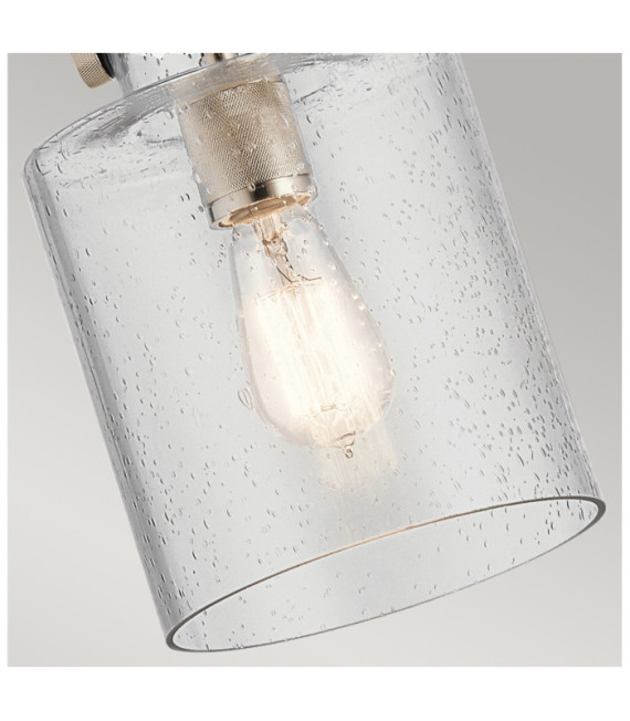 Kichler pendant light Transparent grained glass, polished nickel steel