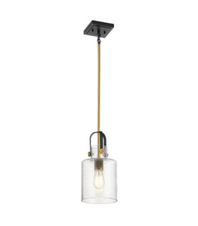 Lámpara colgante Kichler Vidrio granulado transparente, acero Latón natural