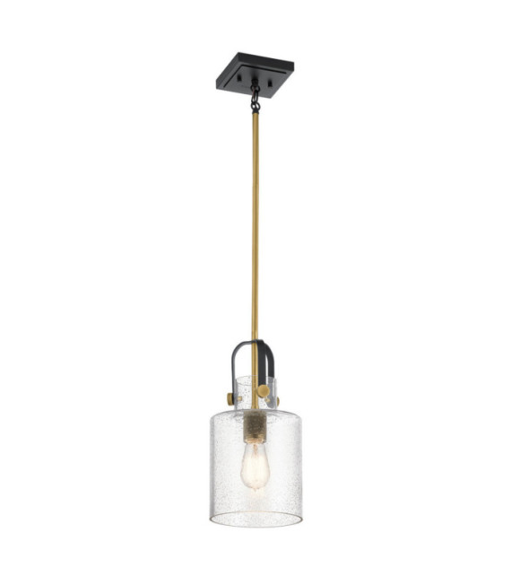 Suspension Kichler Verre grainé transparent,acier Laiton naturel