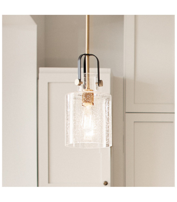 Kichler Pendelleuchte Transparentes, genarbtes Glas, Stahl Naturmessing