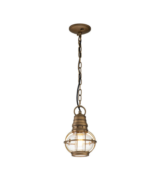 Lampada a sospensione per esterni Kichler Alluminio, vetro granulato trasparente Ottone naturale