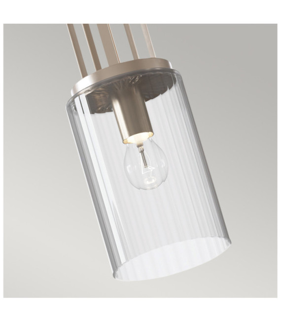 Suspension Kichler Verre cannelé transparent,acier Nickel poli