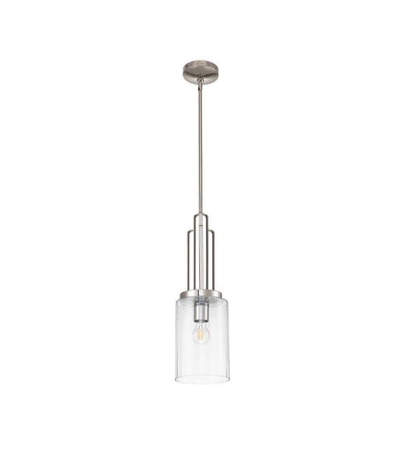 Suspension Kichler Verre cannelé transparent,acier Nickel poli