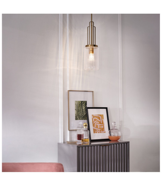 Kichler pendant light Clear fluted glass, steel Brushed natural brass