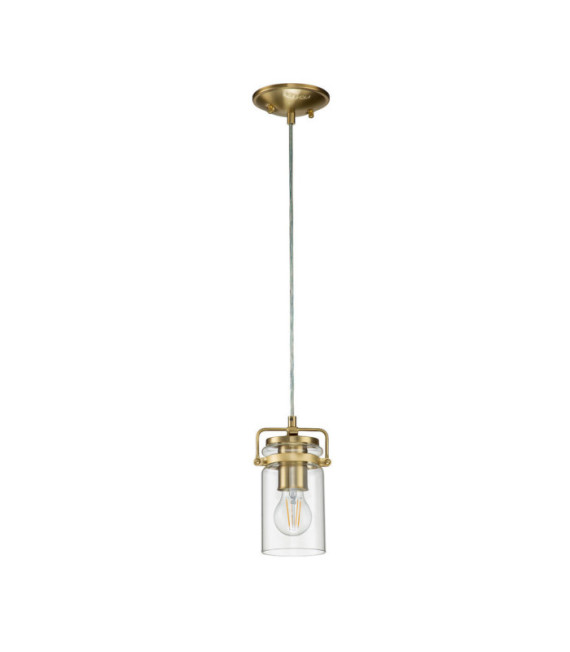 Lampada a sospensione Kichler Vetro trasparente, acciaio Ottone spazzolato