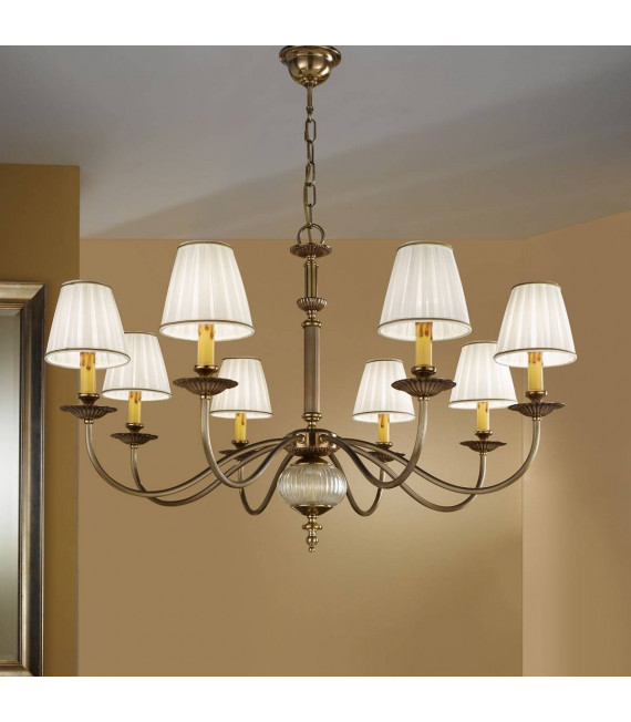 Lampadario classico ASCOT ottone antico 8 lampadine