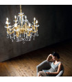 Chandelier classique CONTARINI CRYSTAL or Français 8 ampoules