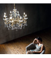 Chandelier classique CONTARINI CRYSTAL laiton antique 8 ampoules