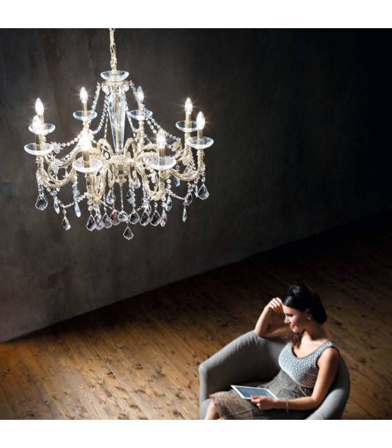 Klassischer Kronleuchter CONTARINI CRYSTAL Chrom 8 Glühbirnen