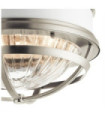 Plafonnier Kichler Verre nervuré transparent,acier Nickel brossé et blanc