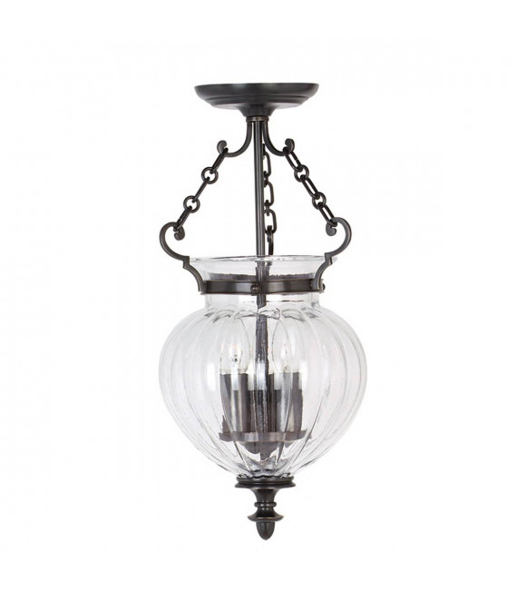 Finsbury Park Pendelleuchte, aus Bronze und Glas, 22 cm
