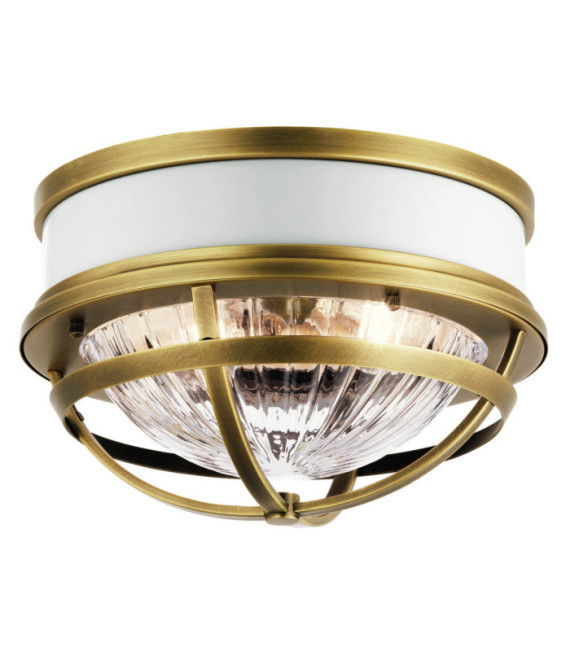 Kichler Deckenleuchte Transparentes geripptes Glas, Stahl Natur und weißes Messing