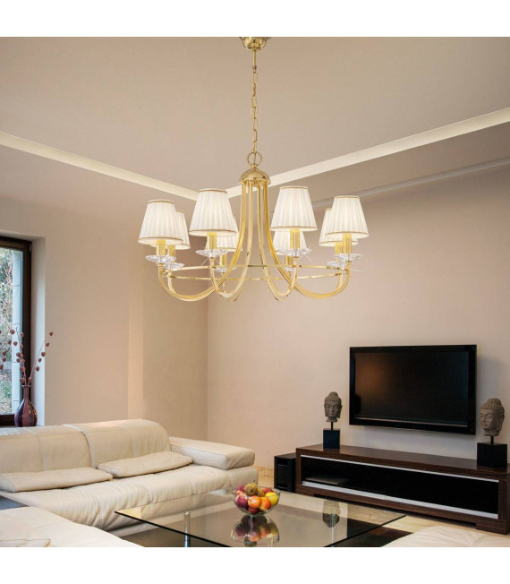 Chandelier classique IMPERIAL laiton Anglais 8 ampoules
