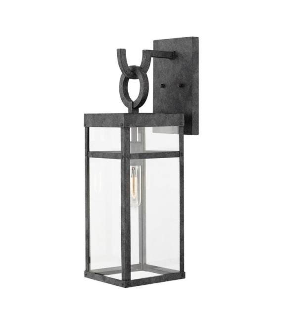 Hinkley Außenwandleuchte Transparentes Glas, Aluminium, gealtertes Zink