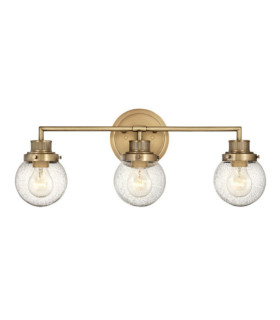 Wall light Bathroom Hinkley Steel, transparent grained glass Brass Heritage