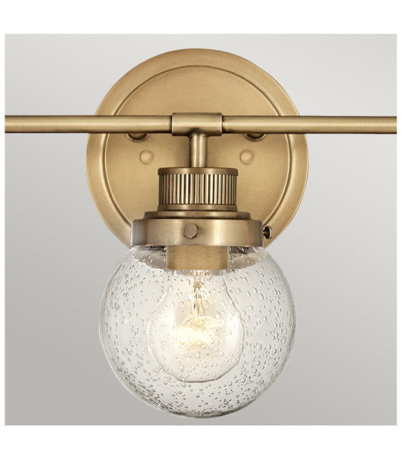 Lampada da parete Bagno Hinkley Acciaio, vetro granulato trasparente Ottone Heritage