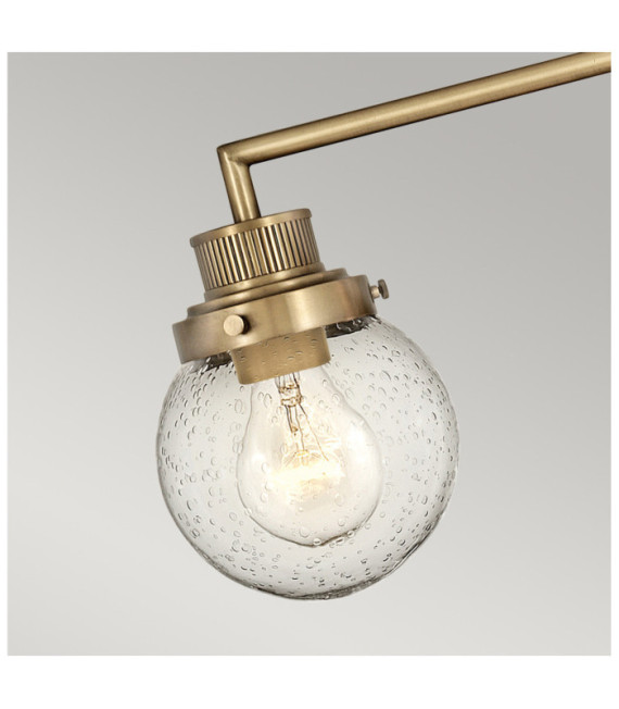 Wandleuchte Badezimmer Hinkley Steel, transparentes genarbtes Glas Brass Heritage