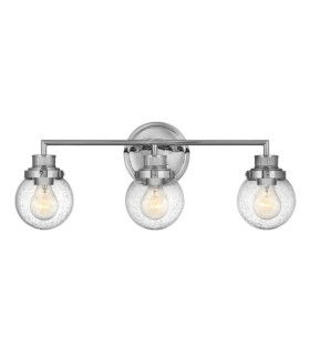 Applique murale Salle de bains Hinkley Acier,verre grainé transparent Chrome poli